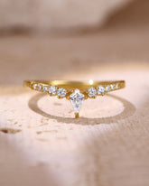 KAELIS Kite Cut Moissanite Diamonds Matching Curved Wedding Band